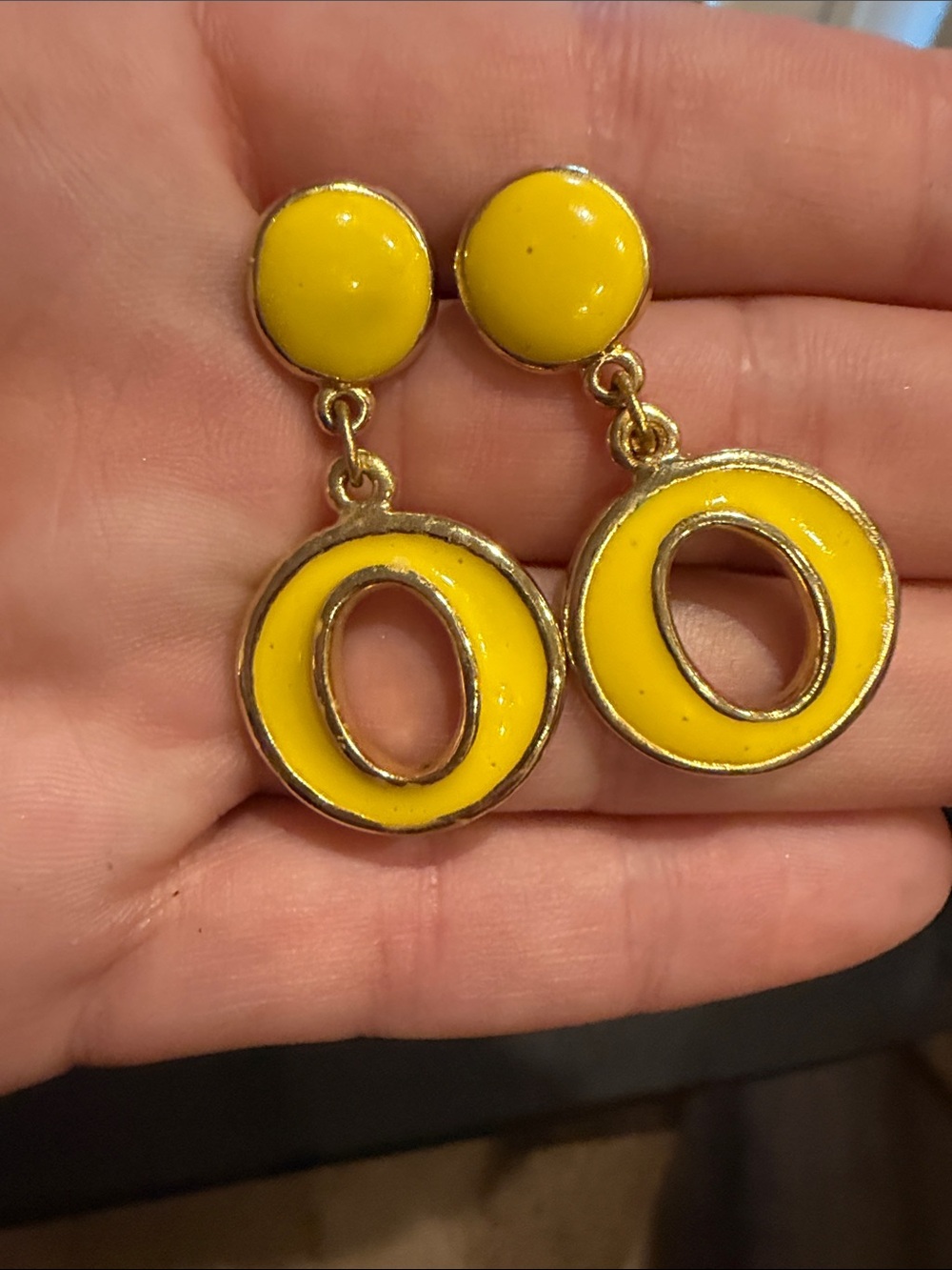 🟡VTG 80’S YELLOW DANGLE DROP EARRINGS🟡